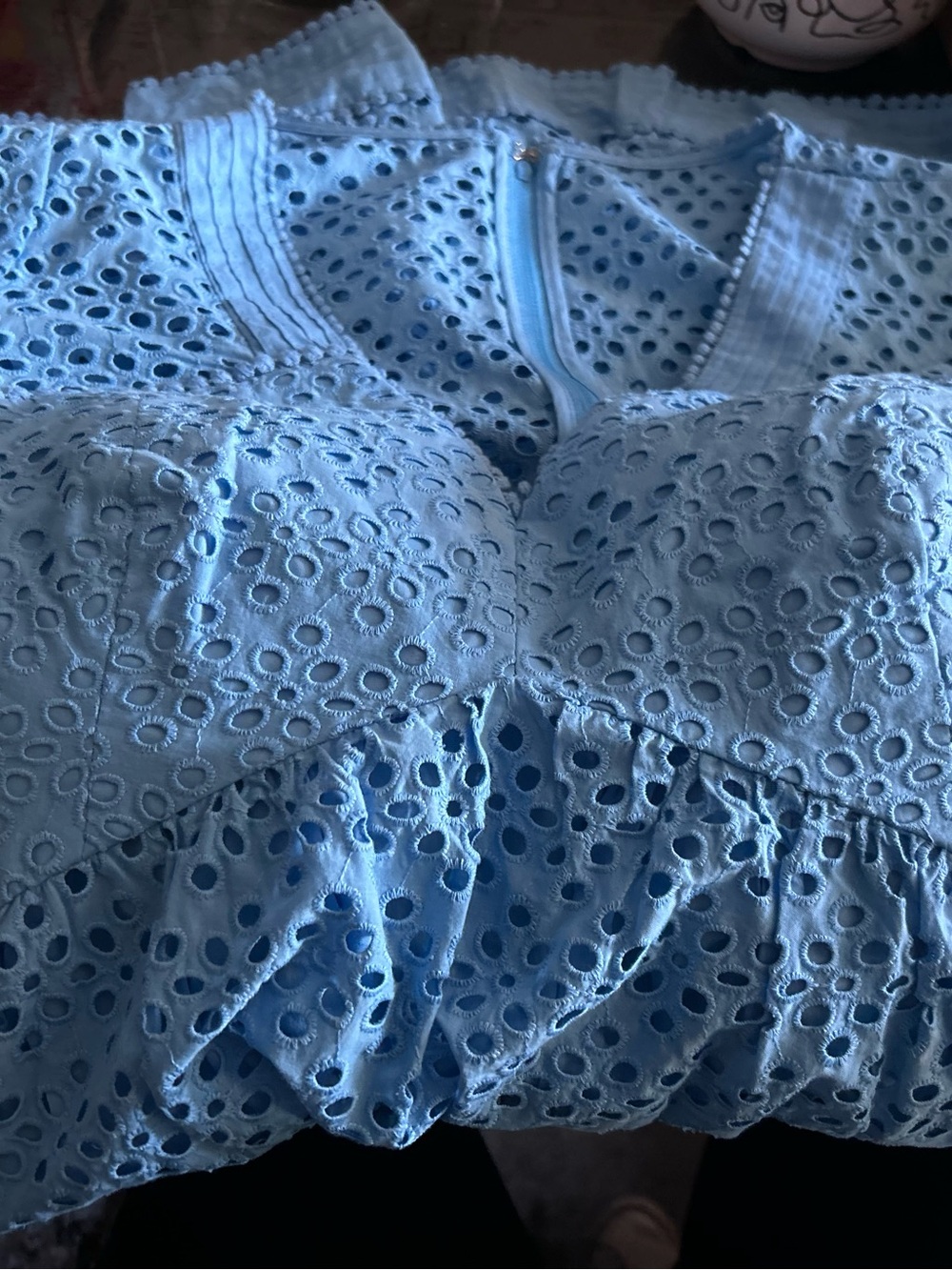 Lilly Pulitzer Blue Eyelet V-Neck Casual Dress - Picture 7 of 7
